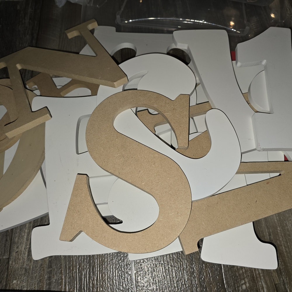 Wooden and White Wooden Letters